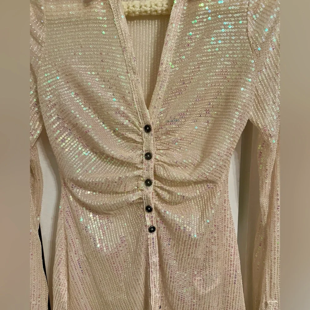 Free People Iridescent Cream Blouse - Picture 3 of 5